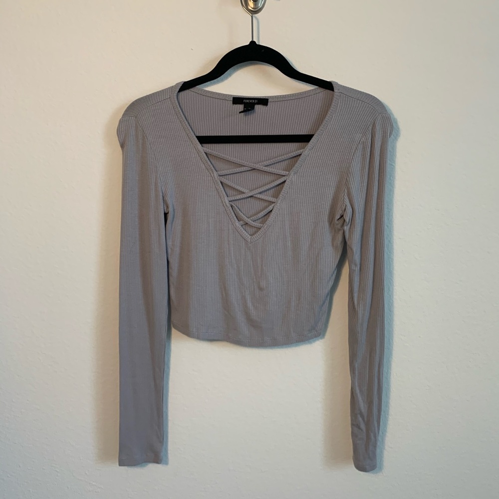 Ribbed Criss Cross Crop Top